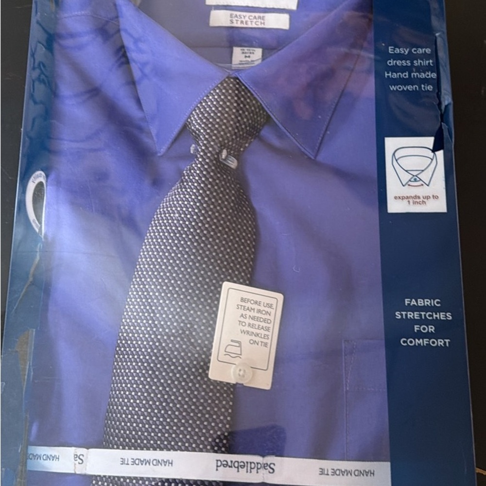 Saddlebred Royal Blue Dress Shirt with Gray Tie